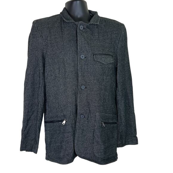 Ron Tomson RNT23 Men's Size Large Black Gray Sport Coat Cotton Polyester NWT
